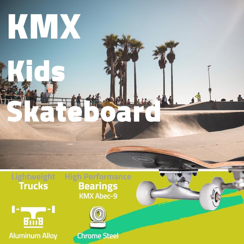 KMX Complete Skateboard for Beginners, 7-Layer Canadian Maple Double Kick Concave Deck| Aluminum Alloy Trucks | Pro Skateboard for Boys, Girls, Kids, Teens, Adults - Image 3